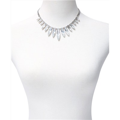 GUESS Silver-Tone Crystal Statement Necklace, 15" + 2" extender