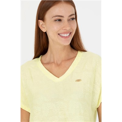 Kadın Açık Sarı V - Yaka Tişört