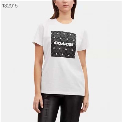 Женские футболки  ✔️Coac*h Напечатанный принт с вышитыми звёздочками