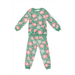 Denokids Pembe Çiçekli Kız Bebek Yeşil Eşofman Takım CFF-23S1-097