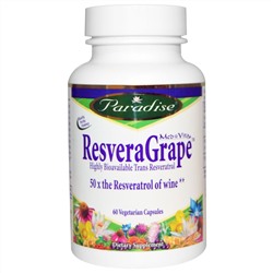 Paradise Herbs, MedVita, ResveraGrape, 60 вегетарианских капсул