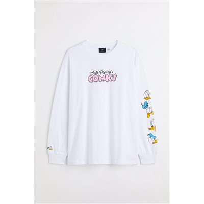 Jerseyshirt mit Print Relaxed Fit Weiß/Donald Duck