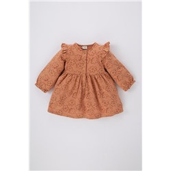 Defacto Kız Bebek Çiçekli Uzun Kollu Sweatshirt Kumaşı Elbise B2291A523WN