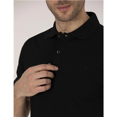 Siyah Regular Fit Polo Yaka Merserize Tişört