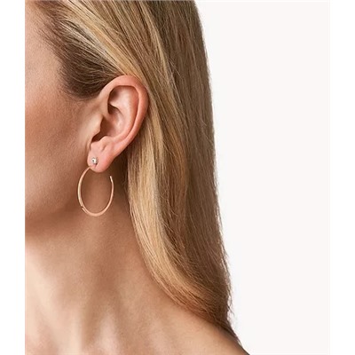 Michael Kors Fashion Rose Gold-Tone Stainless Steel Hoop Earring