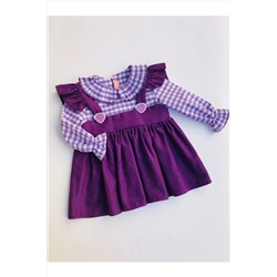 Le Petite Sole Kız Çocuk Mor Elbise, Çilek Tokalı KIRMIZIPTKR02