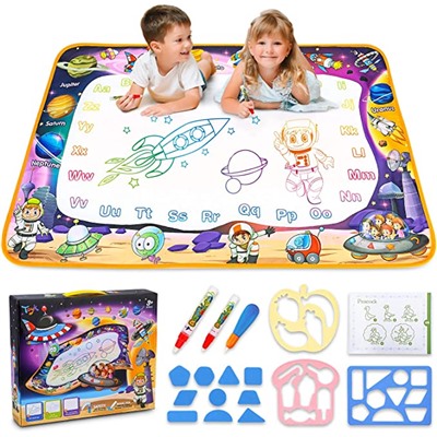 Water Doodle Mat - Kids Painting Writing Doodle Board Toy - Color Doodle Drawing Mat Bring Magic Pens Educational Toys for Age 2 3 4 5 6 7 8 Year Old Girls Boys Toddler Gift