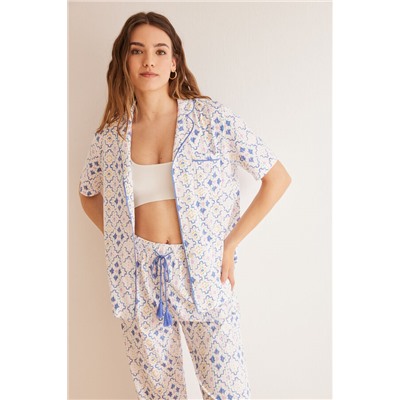 Pijama camisero 100% algodón rombos