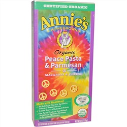 Annie's Homegrown, Органические макароны с сыром, Паста с пармезаном Peace, 6 унций (170 г)