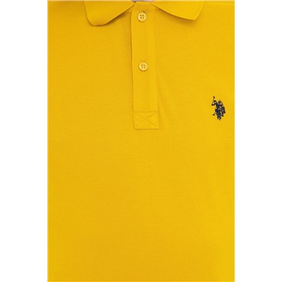 Erkek Koyu Sarı Polo Yaka Basic T-Shirt