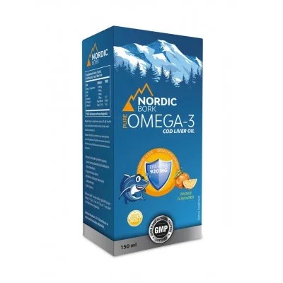 Рыбий жир Омега-3 для детей Nordic Bork Omega-3 Norway Cod Liver Oil, 150 мл, Апельсин