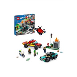 LEGO ® City İtfaiye Kurtarma Operasyonu ve Polis Takibi 60319 Yapım Seti (295 Parça) RS-L-60319