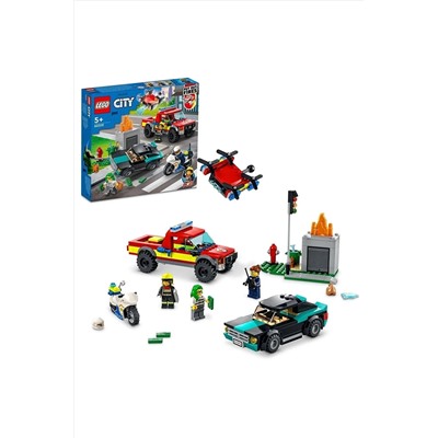LEGO ® City İtfaiye Kurtarma Operasyonu ve Polis Takibi 60319 Yapım Seti (295 Parça) RS-L-60319