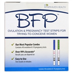 Fairhaven Health, BFP, полоски для тестирования на беременность и овуляцию для женщин, старающихся забеременеть, 40 тестов на овуляцию и 10 тестов на беременность