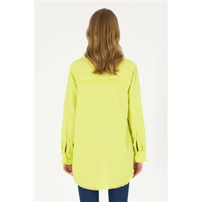 Kadın Neon Sarı Jean Gömlek