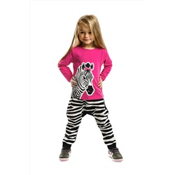 Denokids, Zebra Fashion Kız Çocuk Kışlık T-shirt Pantolon Takım