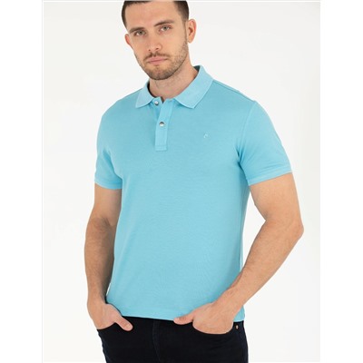 Açık Mavi Slim Fit Polo Yaka Merserize Tişört