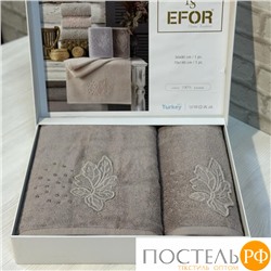 T1155/SM-03 Набор полотенец EFOR из 2-х предметов (50*90 и 70*140) CINAR SOFT кофейный KAHVE