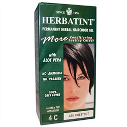 Herbatint, Стойкий растительный гель-краска для волос, 4R, пепельный каштан, 4,56 жидких унций (135 мл)