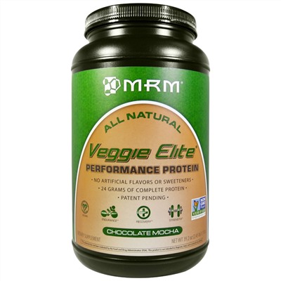 MRM, MRM, Veggie Elite, белок для повышения производительности, со вкусом шоколадного мокко, 2,4 фунта (1110 г)