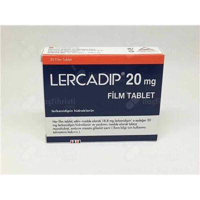 LERCADIP 20 mg 30 film tablet (аналог Леркамен)