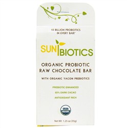 Sunbiotics, Органический шоколадный батончик с пробиотиками, 1,25 унции (35 г)