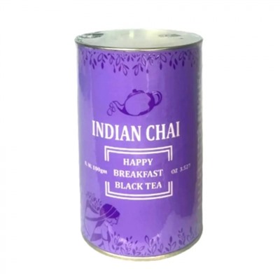 BHARAT BAZAR Happy Breakfast Black Tea Чай Чёрный Индийский в банке Счастливый Завтрак  100г