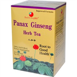 Health King, Травяной женьшеневый чай, 20 пакетиков, 34 г