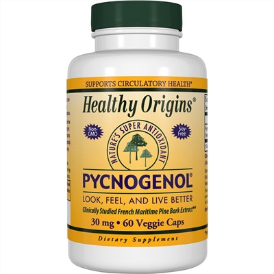 Healthy Origins, Пикногенол, 30 мг, 60 капсул