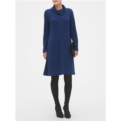Cozy Cowl-Neck Fit-and-Flare Sweater Dress