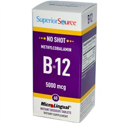 Superior Source, Метилкобаламин B12, 5000 мкг, 60 микролингвальных таблеток