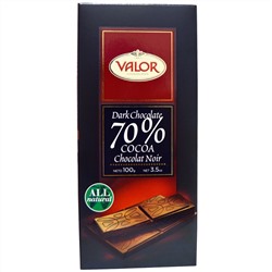 Valor, Темный шоколад, 70% какао, 3.5 унции (100 г)