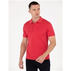 Kırmızı Regular Fit Polo Yaka Merserize Tişört