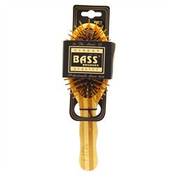 Bass Brushes, Большая овальная щетка для волос с деревянной щетиной и бамбуковой ручкой, 1 щетка для волос