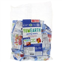 YumEarth, Жевательные медвежата в ассортименте, 50 закусочных пакетиков, 0,7 унц. (20 г) каждый