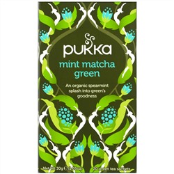 Pukka Herbs, Зеленый чая маття с мятой, 20 пакетиков зеленого чая, 1,5 г (0,05 унций) каждый