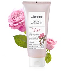 Успокаивающий гель, содержащий 90,81% розовой воды для увлажнения и быстрого впитывания Mamonde Rose Water Soothing Gel Flower Rose 300мл.