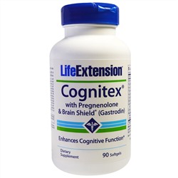 Life Extension, Биодобавка Cognitex с прегненолоном для восстановления мозговой деятельности (Гастродин), 90 желатиновых капсул
