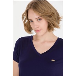 Kadın Lacivert V - Yaka Basic Tişört