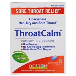 Boiron, ThroatCalm, 60 быстрорастворимых таблеток