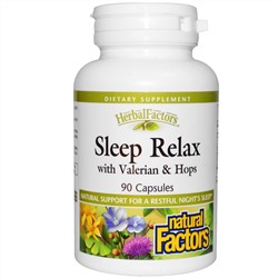 Natural Factors, Успокоение перед сном, с валерьяной и хмелем, 90 капсул