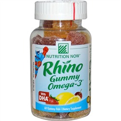 Nutrition Now, Rhino Gummy, Омега-3, с DHA, 60 желейных рыбок