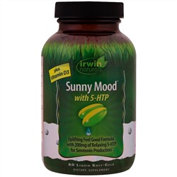 Irwin Naturals, Sunny Mood with 5HTP, Plus Vitamin D3, 80 Liquid Soft-Gels