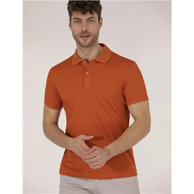 Kahverengi Regular Fit Polo Yaka Merserize Tişört