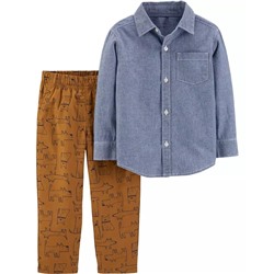Carter's | Baby 2-Piece Chambray Button-Front Top & Dog Pant Set