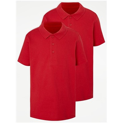Red Short Sleeve School Polo Shirts 2 Pack