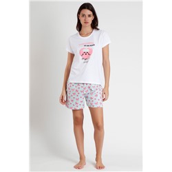 MR WONDERFUL Pijama Manga Corta Pasada para Mujer