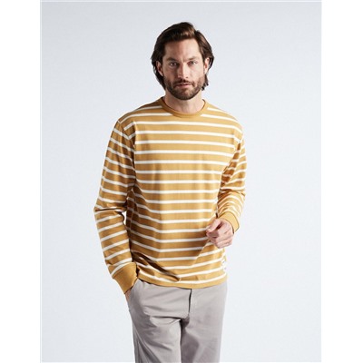 Striped Long Sleeve T-shirt, Men, Dark Yellow