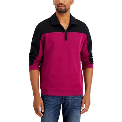 Alfani Men's Regular-Fit Colorblocked 1/4-Zip Sweatshirt, Created for Macy's