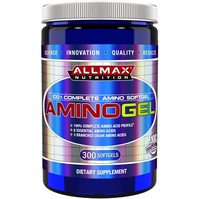 ALLMAX Nutrition, AminoGel, 100%-ный комплексные мягкие капсулы с аминокислотами, 300 мягких капсул